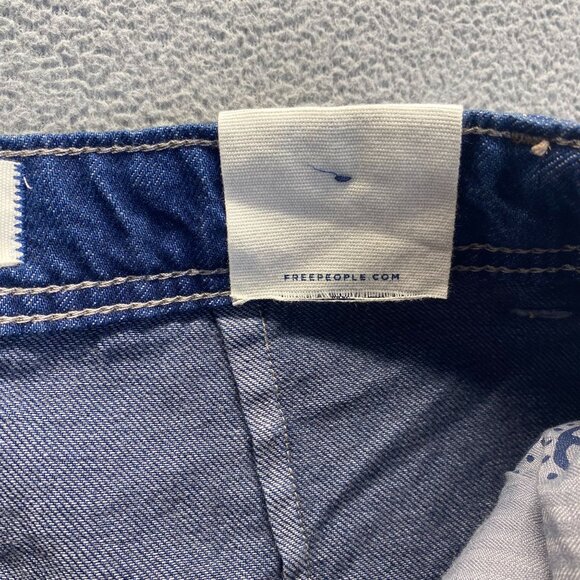 We The Free Womens High Rise Pleated Denim Wide Leg Jeans Blue Pockets Sz 24 New - Picture 14 of 15
